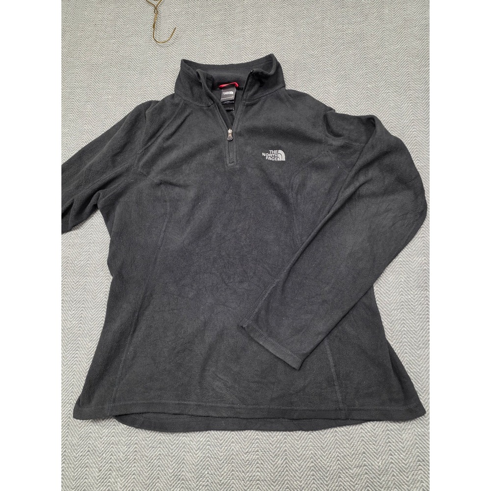 The North Face TKA 100 Fleece Quarter Zip Pullover Womens Medium Black Logo